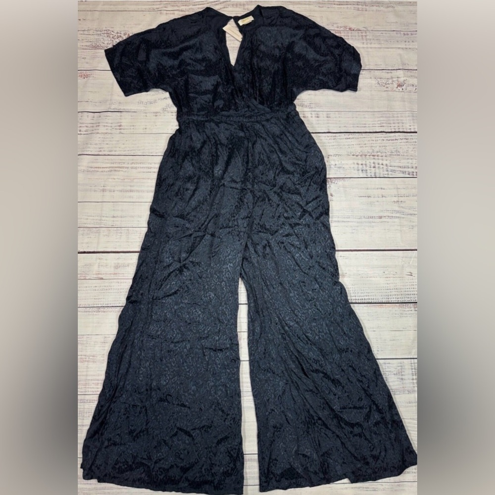 Anthropologie Black Textured Jumpsuit